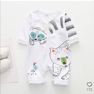 Baby Boy's Cat Print Long Sleeve Jumpsuit